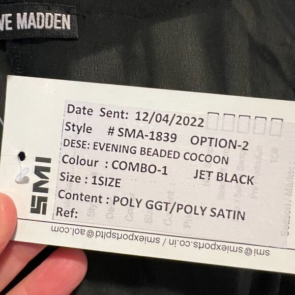 NWT Steve Madden Black Sheer Evening Beaded Cocoon Cardigan, One Size - Picture 16 of 16